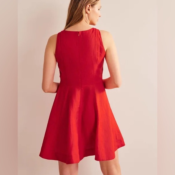 NWT Boden Fit-and-Flare Linen Mini Dress Red Size 12 - Picture 3 of 9